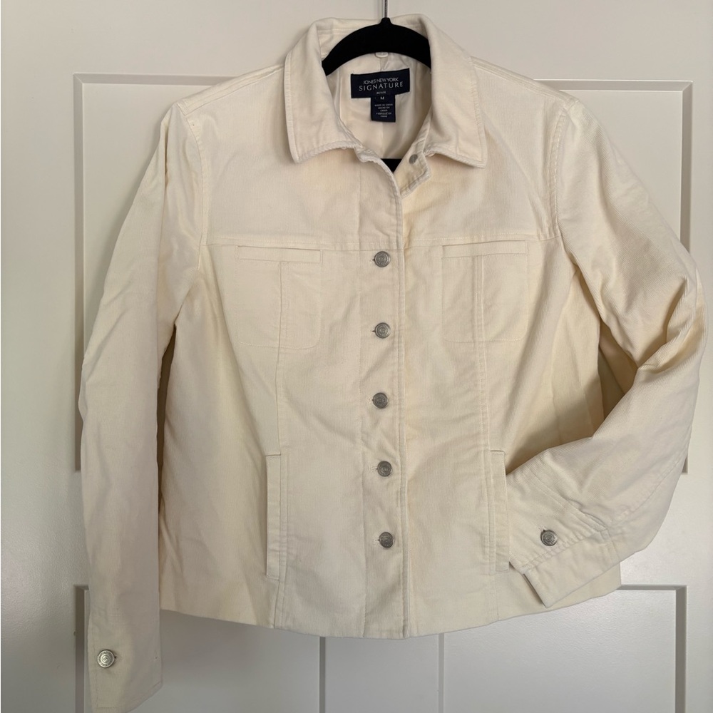 Jones New York Cream Corduroy Crop Jacket